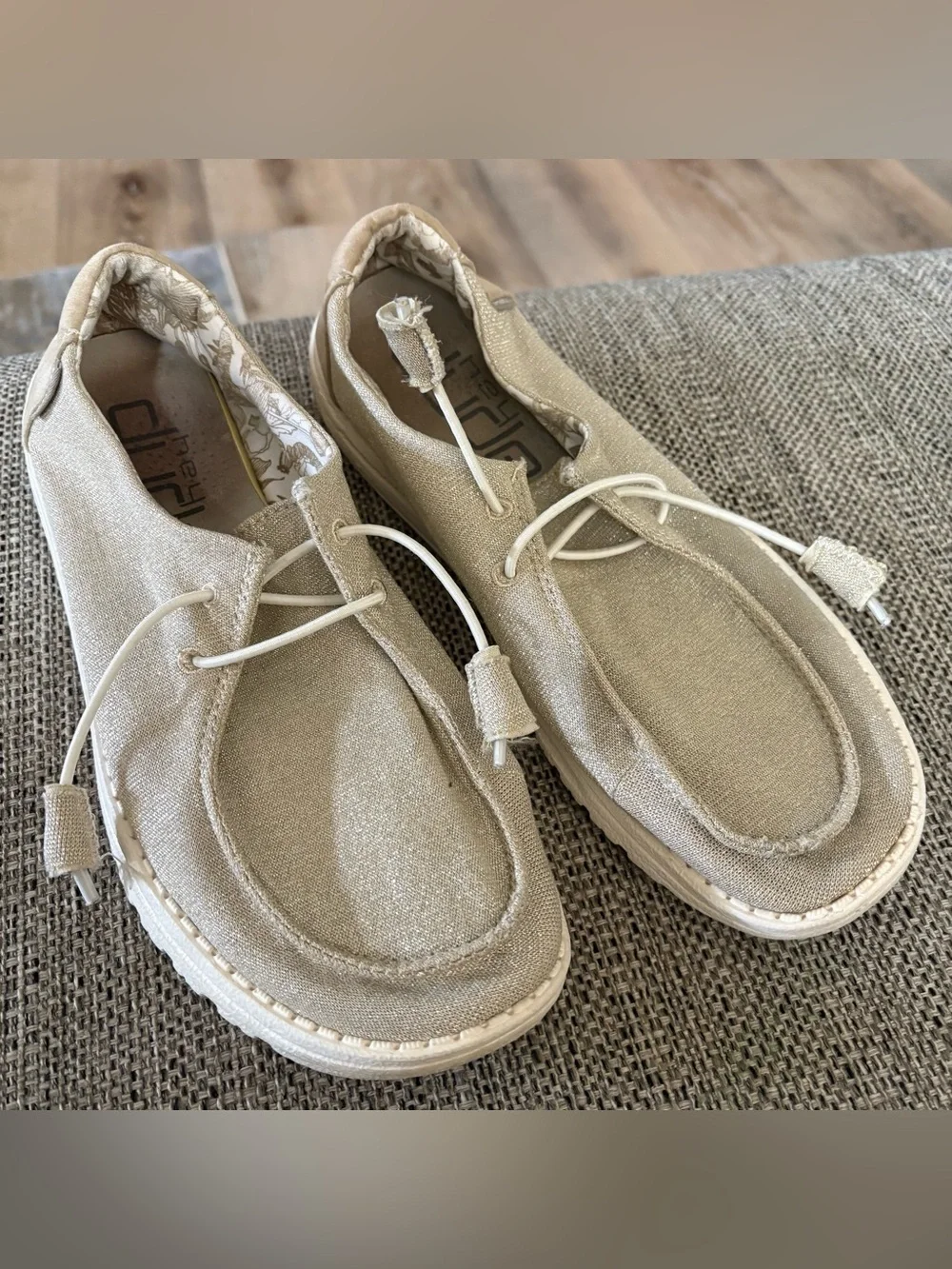 Hey dude, sparkle slip on shoes size 8